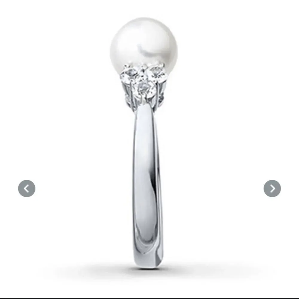 Pearl Diamond Silver Ring 6